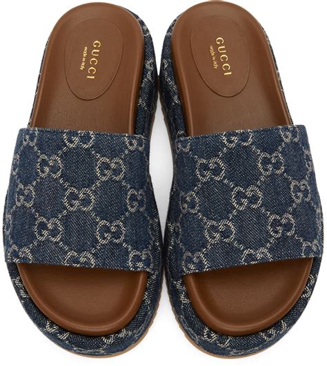 mule gucci bleu|gucci slippers for women.